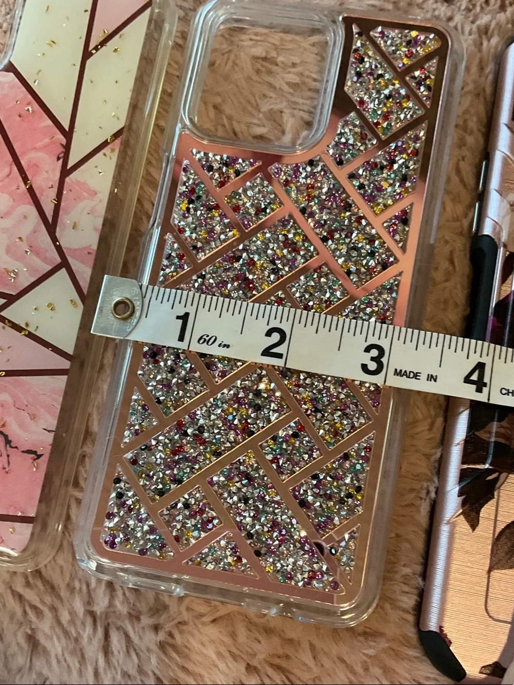 Pink Floral and Geometric Glitter Phone Case Trio - Pink Phone Cases